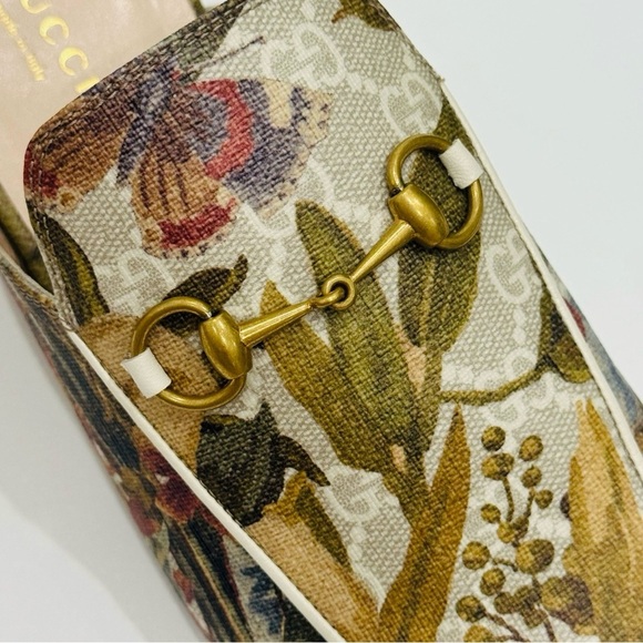 GUCCI Princetown GG Supreme H2O Floral Mules Slides Slipper Size 40.5 Beige NEW - Picture 5 of 16